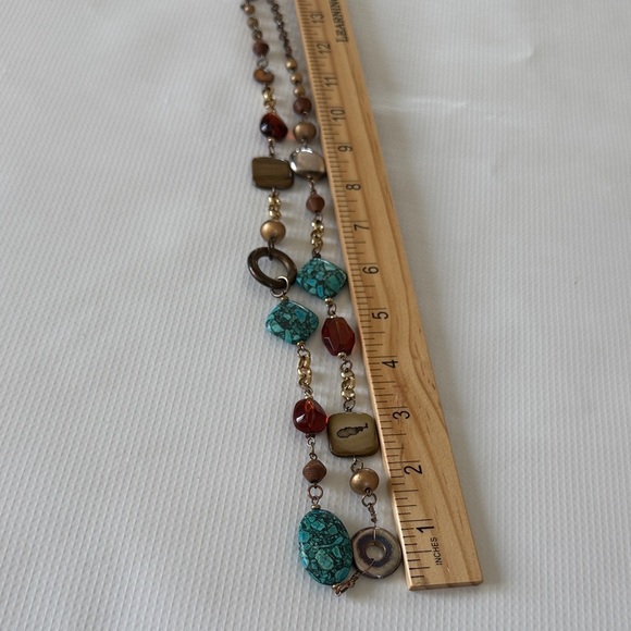 Turquoise and Brown Beaded Necklace - Picture 11 of 11